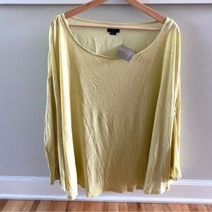 Anthropologie Deletta Yellow Batwing Sleeve Flowy Long Sleeve Wide Neck Top